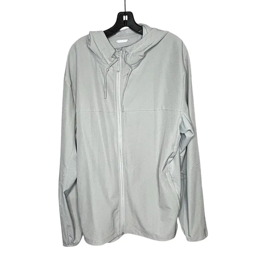 Truwear Full Zip Breathable Active Gray Stretch Moisture Wick Jacket 2XL New